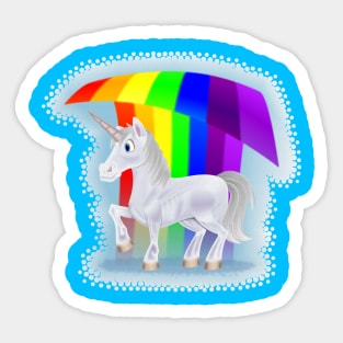 Cute Unicorn Under a Rainbow Sticker